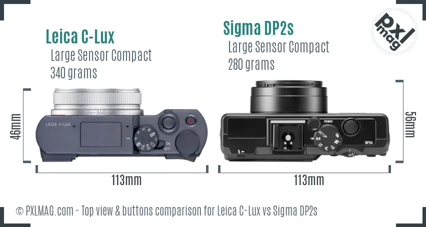 Leica C-Lux vs Sigma DP2s top view buttons comparison