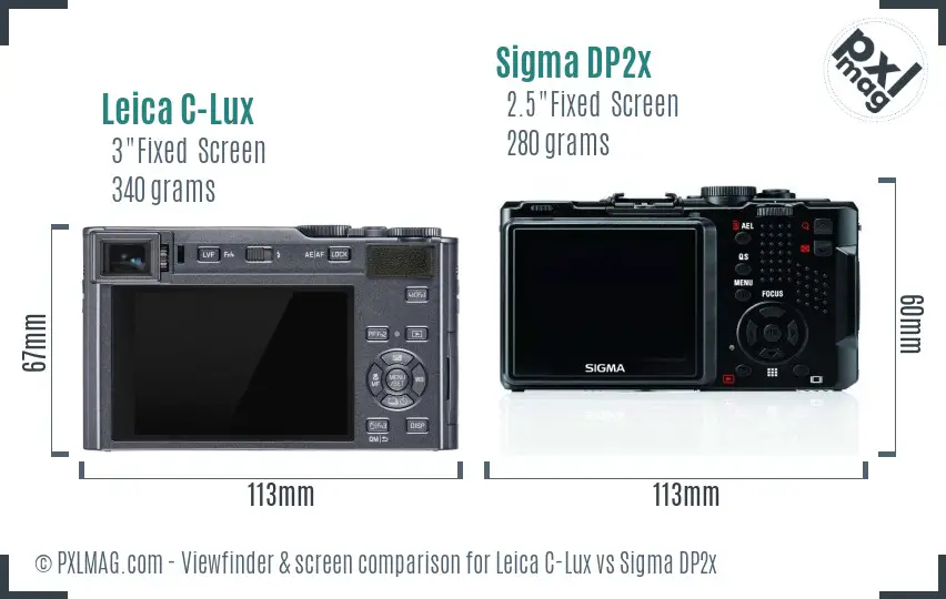 Leica C-Lux vs Sigma DP2x Screen and Viewfinder comparison