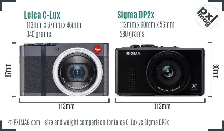 Leica C-Lux vs Sigma DP2x size comparison
