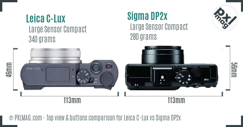 Leica C-Lux vs Sigma DP2x top view buttons comparison