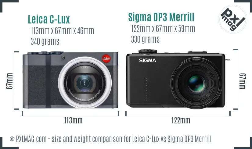 Leica C-Lux vs Sigma DP3 Merrill size comparison