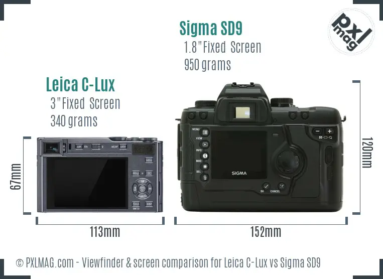 Leica C-Lux vs Sigma SD9 Screen and Viewfinder comparison