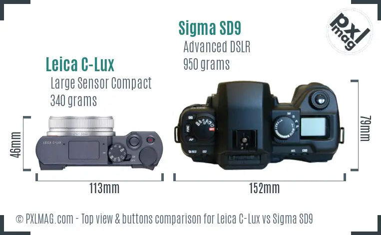 Leica C-Lux vs Sigma SD9 top view buttons comparison