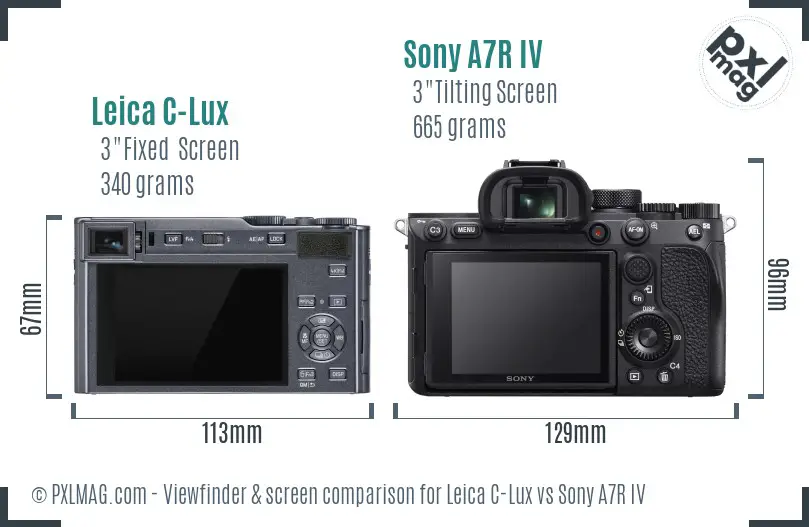 Leica C-Lux vs Sony A7R IV Screen and Viewfinder comparison