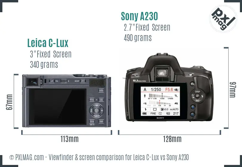 Leica C-Lux vs Sony A230 Screen and Viewfinder comparison
