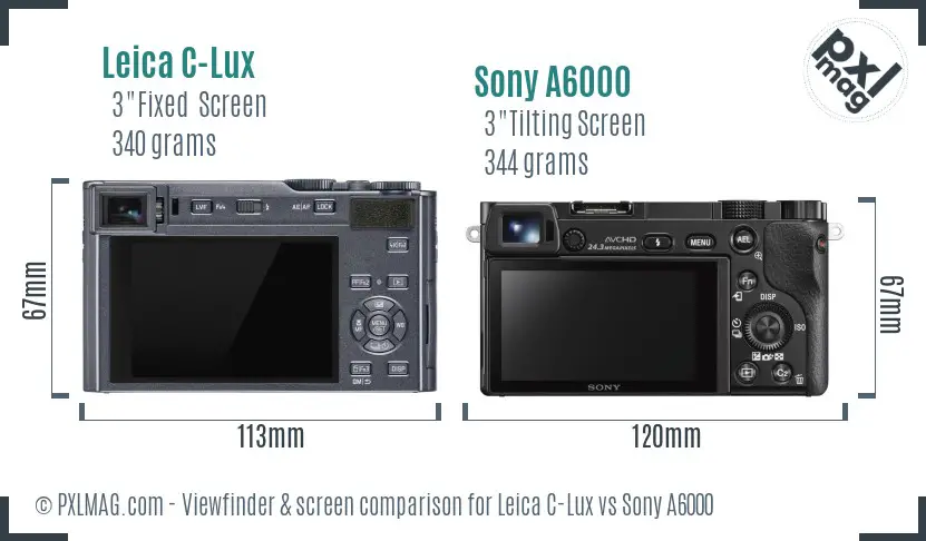 Leica C-Lux vs Sony A6000 Screen and Viewfinder comparison