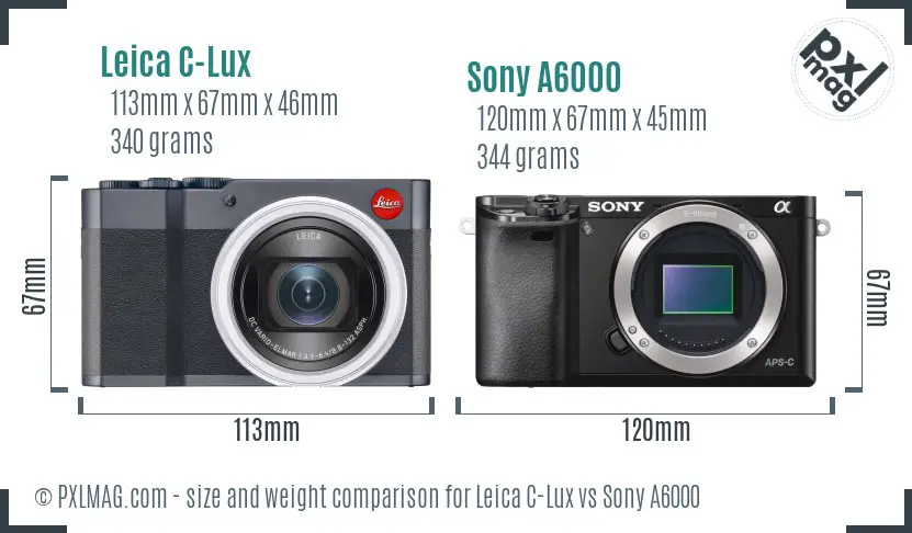 Leica C-Lux vs Sony A6000 size comparison