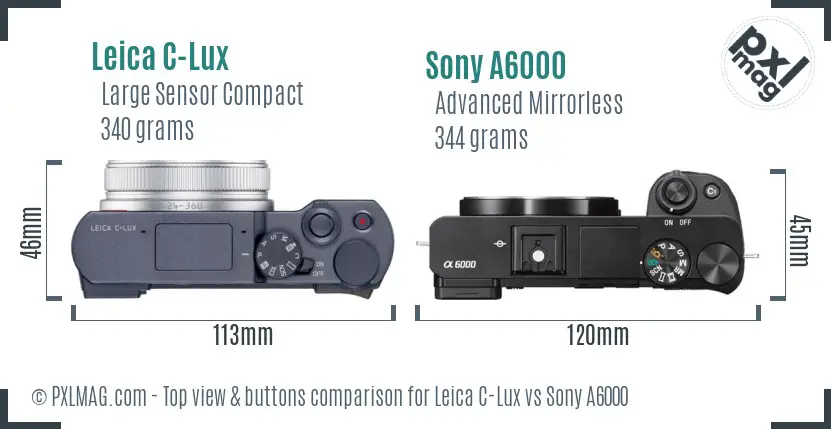 Leica C-Lux vs Sony A6000 top view buttons comparison