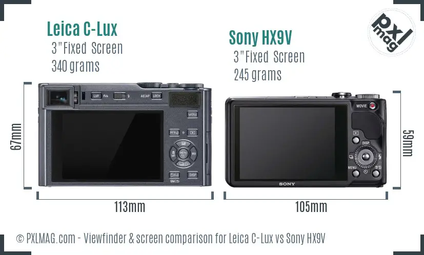 Leica C-Lux vs Sony HX9V Screen and Viewfinder comparison