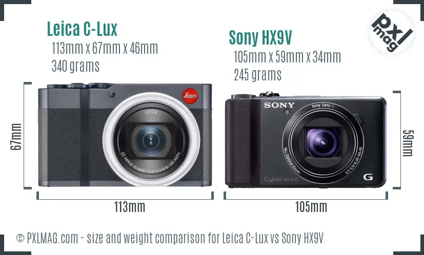 Leica C-Lux vs Sony HX9V size comparison