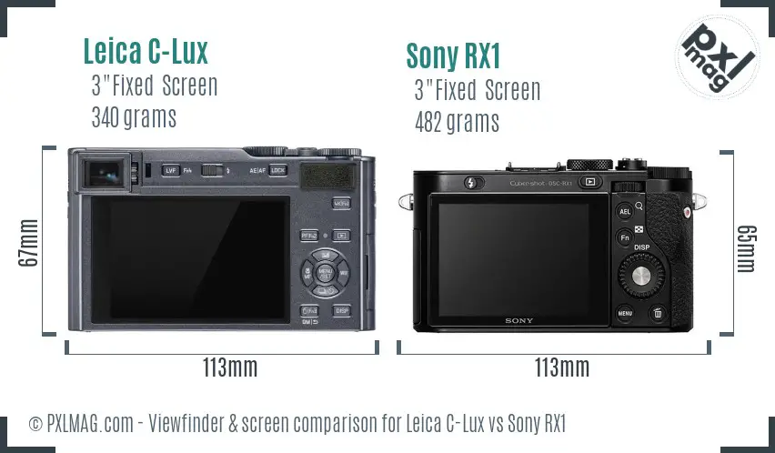 Leica C-Lux vs Sony RX1 Screen and Viewfinder comparison