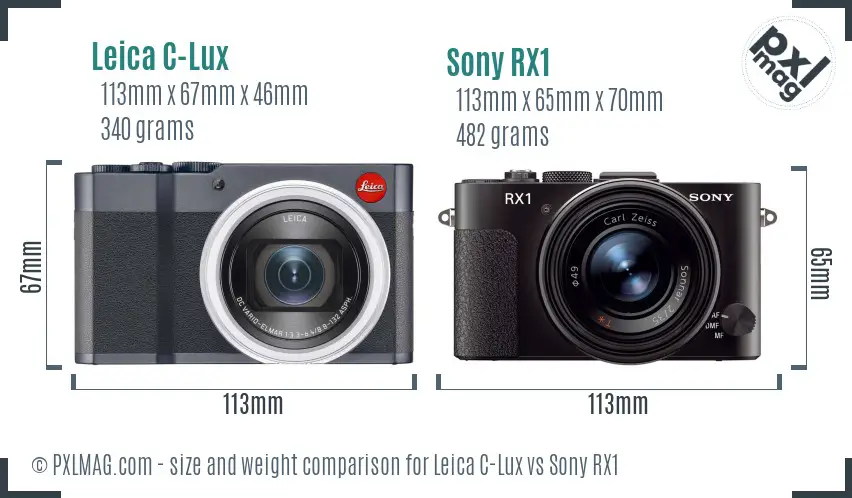 Leica C-Lux vs Sony RX1 size comparison