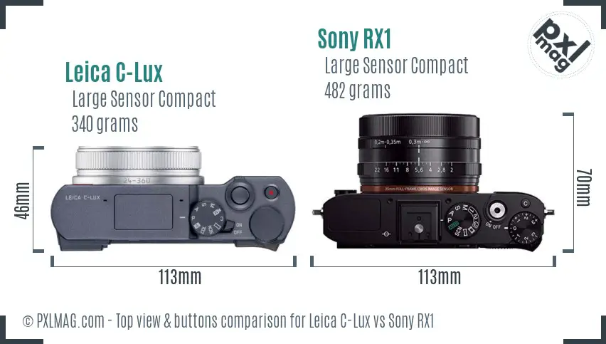Leica C-Lux vs Sony RX1 top view buttons comparison