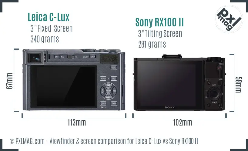 Leica C-Lux vs Sony RX100 II Screen and Viewfinder comparison