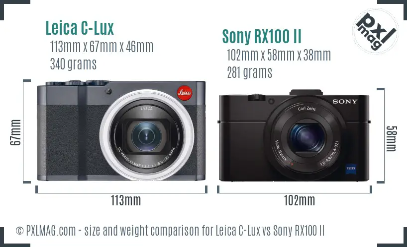 Leica C-Lux vs Sony RX100 II size comparison