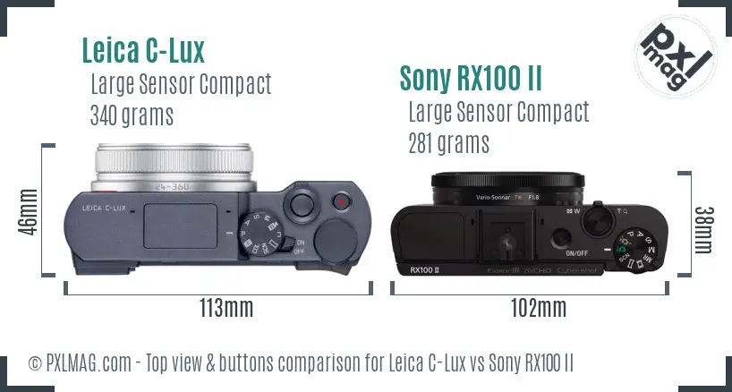 Leica C-Lux vs Sony RX100 II top view buttons comparison