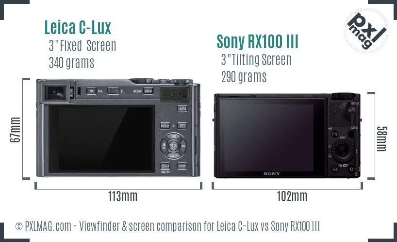 Leica C-Lux vs Sony RX100 III Screen and Viewfinder comparison