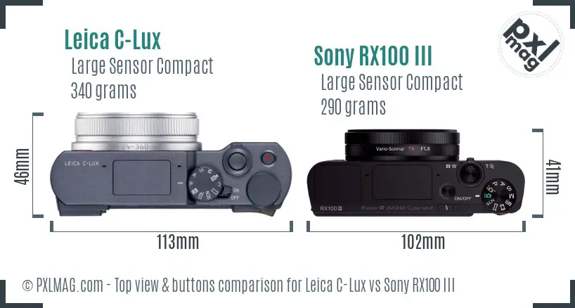 Leica C-Lux vs Sony RX100 III top view buttons comparison