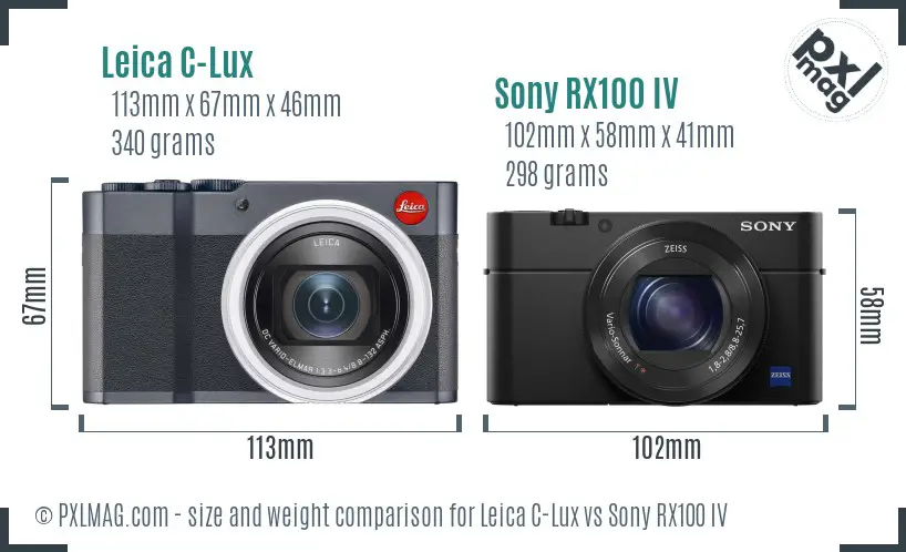 Leica C-Lux vs Sony RX100 IV size comparison