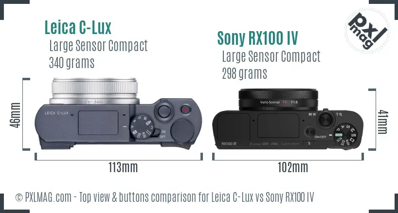 Leica C-Lux vs Sony RX100 IV top view buttons comparison