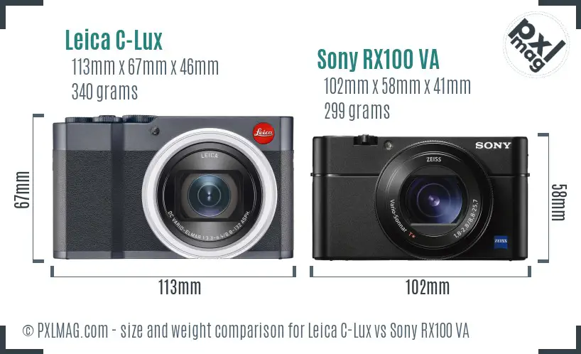 Leica C-Lux vs Sony RX100 VA size comparison
