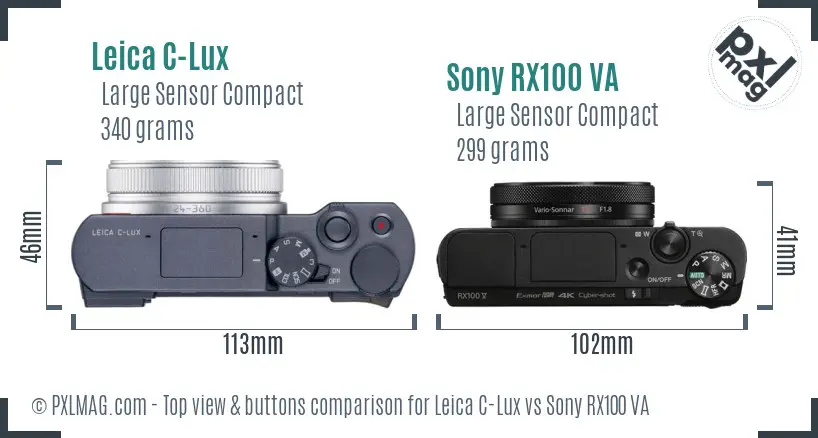 Leica C-Lux vs Sony RX100 VA top view buttons comparison
