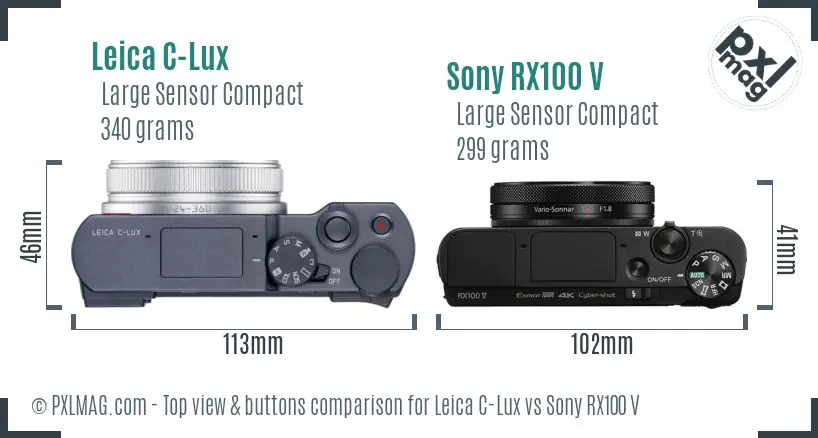 Leica C-Lux vs Sony RX100 V top view buttons comparison