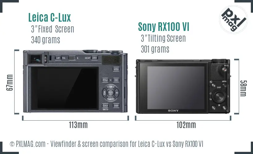Leica C-Lux vs Sony RX100 VI Screen and Viewfinder comparison