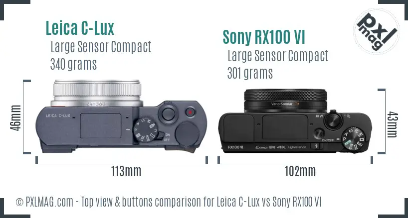 Leica C-Lux vs Sony RX100 VI top view buttons comparison