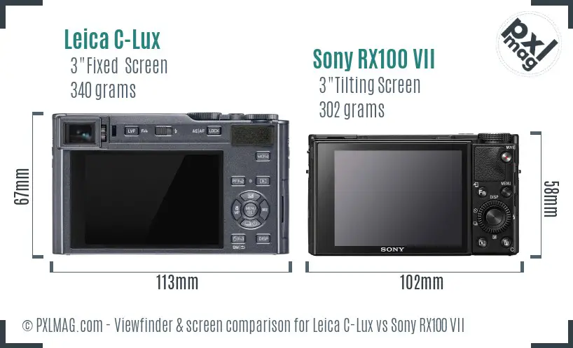 Leica C-Lux vs Sony RX100 VII Screen and Viewfinder comparison