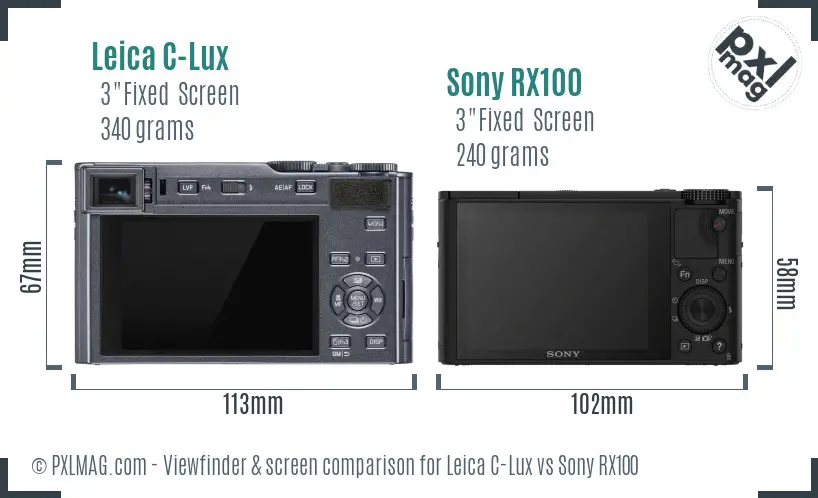 Leica C-Lux vs Sony RX100 Screen and Viewfinder comparison