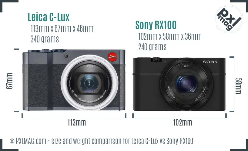 Leica C-Lux vs Sony RX100 size comparison