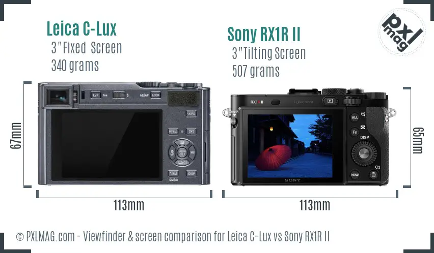 Leica C-Lux vs Sony RX1R II Screen and Viewfinder comparison