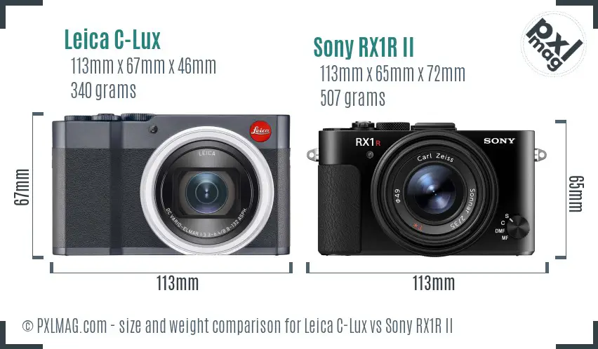 Leica C-Lux vs Sony RX1R II size comparison