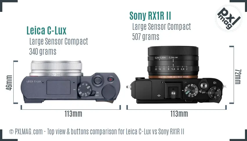 Leica C-Lux vs Sony RX1R II top view buttons comparison