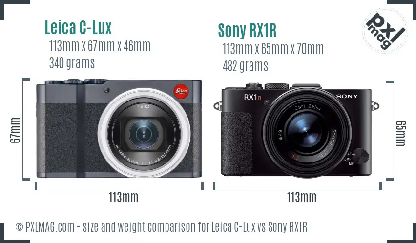 Leica C-Lux vs Sony RX1R size comparison