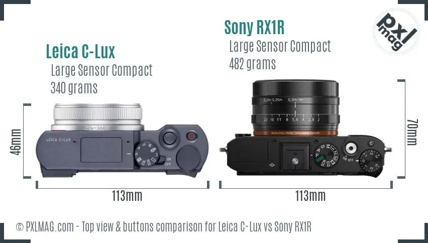 Leica C-Lux vs Sony RX1R top view buttons comparison