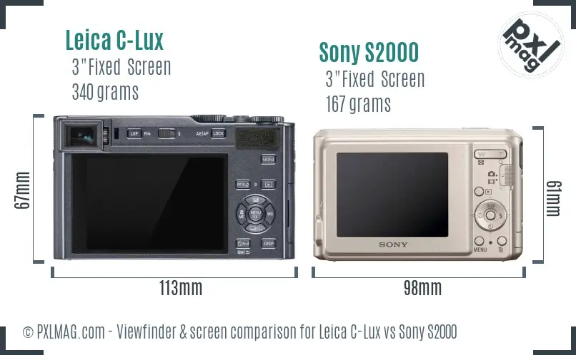 Leica C-Lux vs Sony S2000 Screen and Viewfinder comparison
