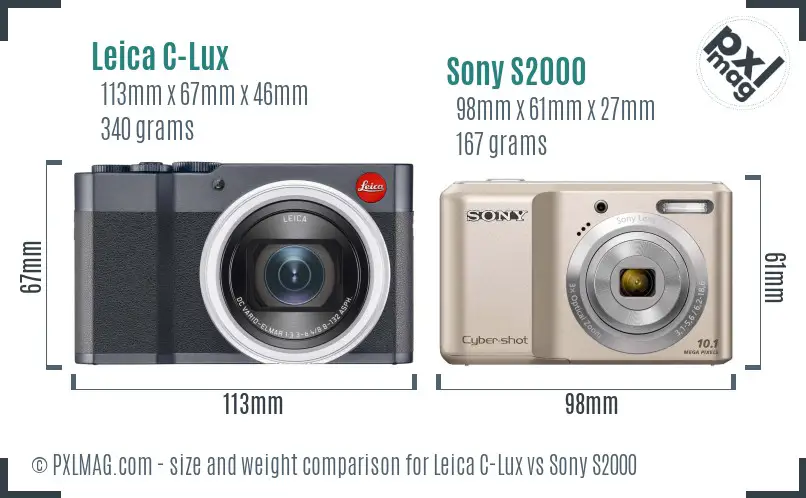 Leica C-Lux vs Sony S2000 size comparison