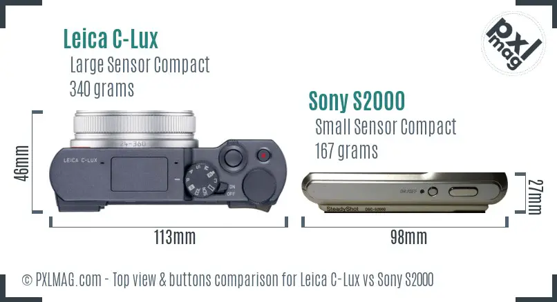 Leica C-Lux vs Sony S2000 top view buttons comparison