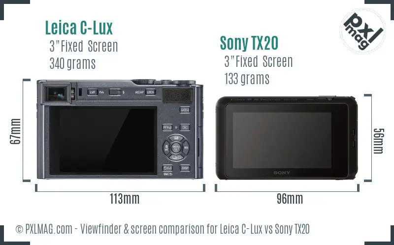Leica C-Lux vs Sony TX20 Screen and Viewfinder comparison