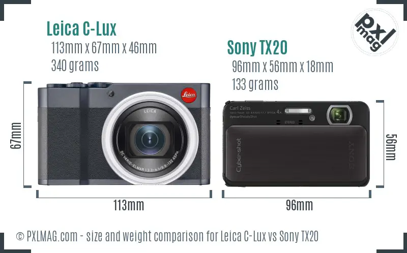 Leica C-Lux vs Sony TX20 size comparison