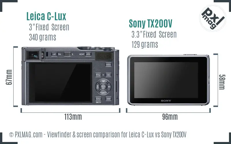 Leica C-Lux vs Sony TX200V Screen and Viewfinder comparison