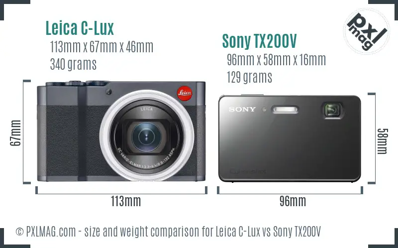 Leica C-Lux vs Sony TX200V size comparison