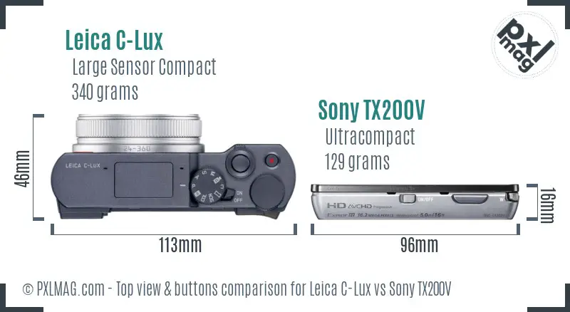 Leica C-Lux vs Sony TX200V top view buttons comparison