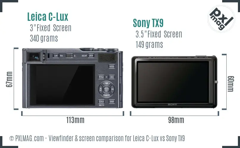 Leica C-Lux vs Sony TX9 Screen and Viewfinder comparison