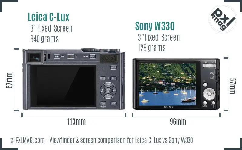 Leica C-Lux vs Sony W330 Screen and Viewfinder comparison