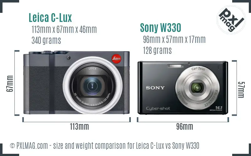 Leica C-Lux vs Sony W330 size comparison