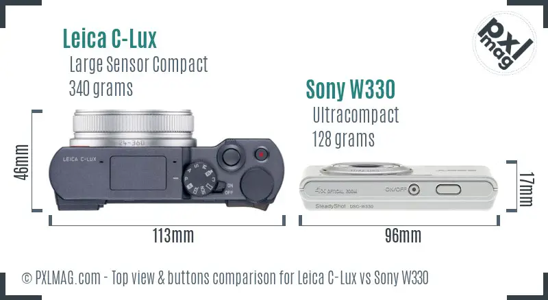 Leica C-Lux vs Sony W330 top view buttons comparison