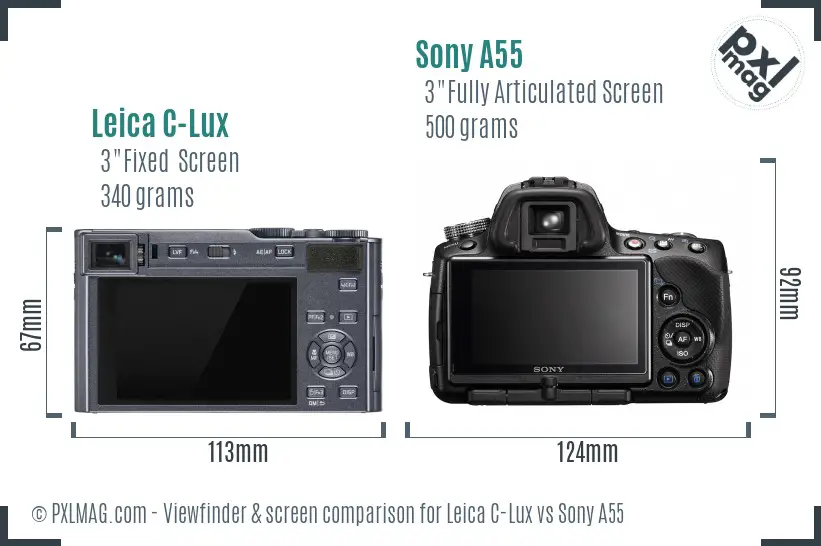 Leica C-Lux vs Sony A55 Screen and Viewfinder comparison